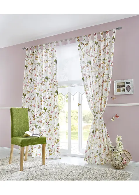 Mikrofibergardin med v&aring;r-print  (1-pack), bonprix