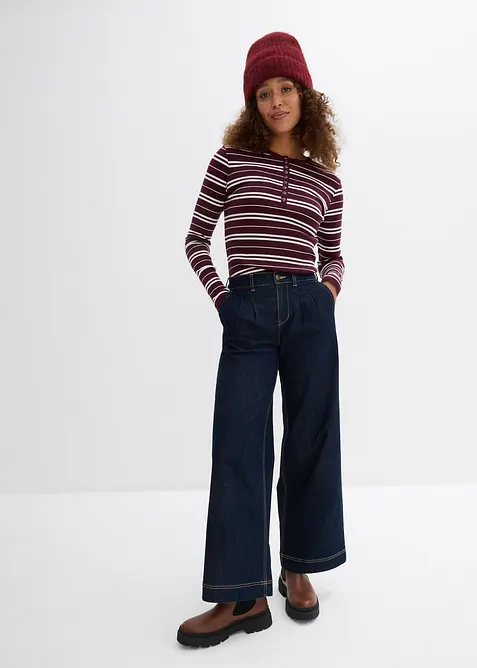 Wide Leg-jeans High Waist, komfortlinning, bonprix