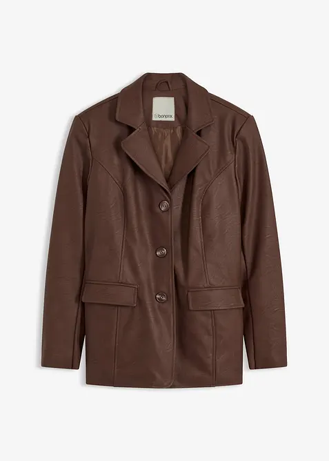 Lang blazer i imitert skinn, bonprix