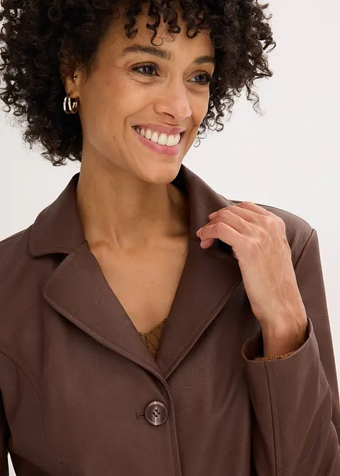 Lang blazer i imitert skinn, bonprix