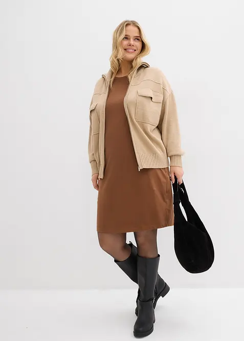 Figurnær jerseykjole i bomull med stretch (2-pack), bonprix