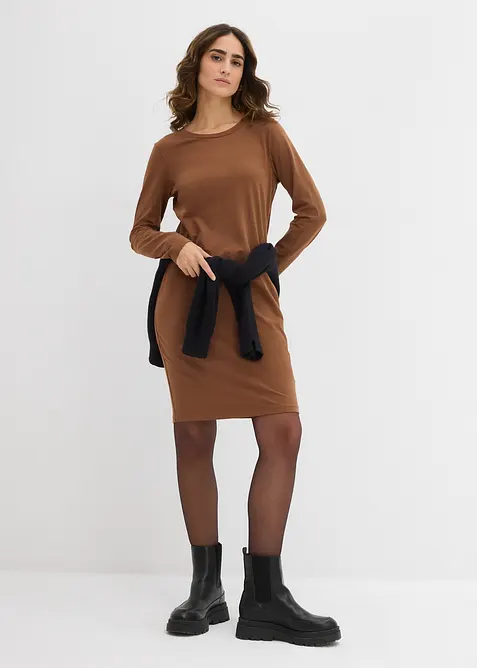 Figurnær jerseykjole i bomull med stretch (2-pack), bonprix