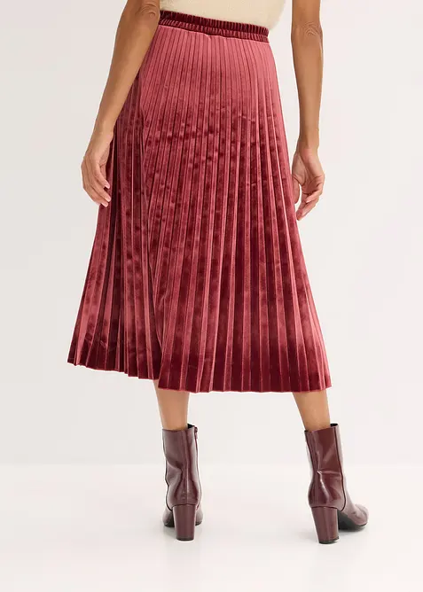 Plisséskjørt i myk fløyel, bonprix