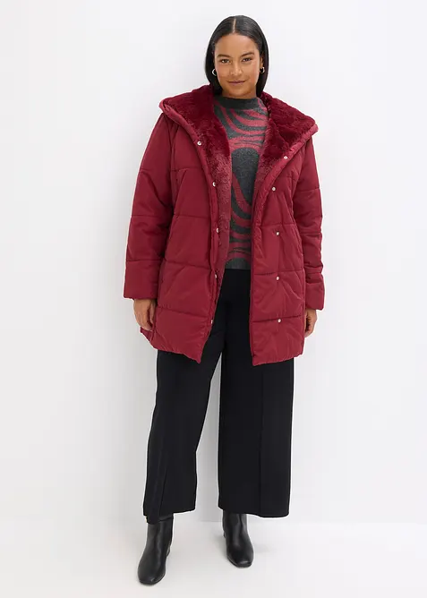 Vattert jakke med fuskepels, bonprix