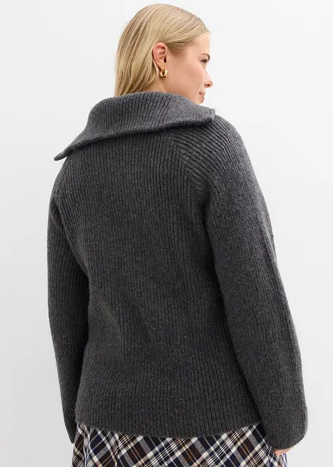 Ribbestrikket half zip genser, bonprix