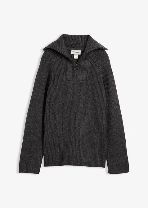 Ribbestrikket half zip genser, bonprix