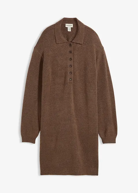 Kort strikkekjole med knappestolpe, bonprix