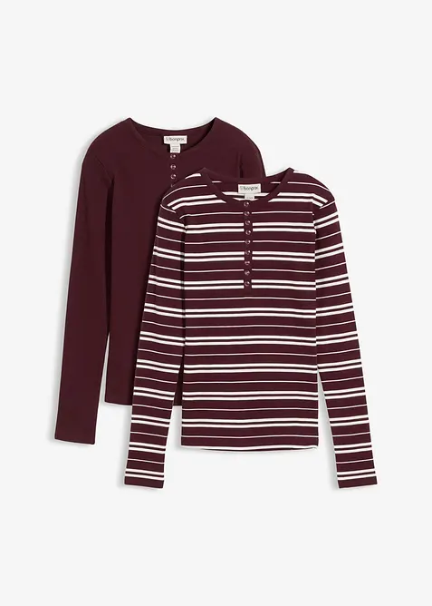 Ribbet, langermet topp av økologisk bomullsmiks, bonprix