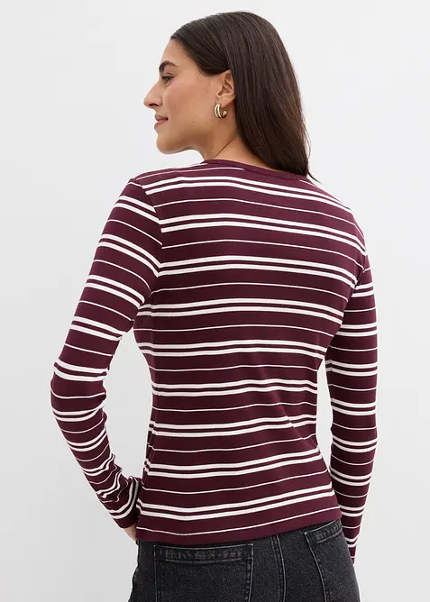 Ribbet, langermet topp av økologisk bomullsmiks, bonprix