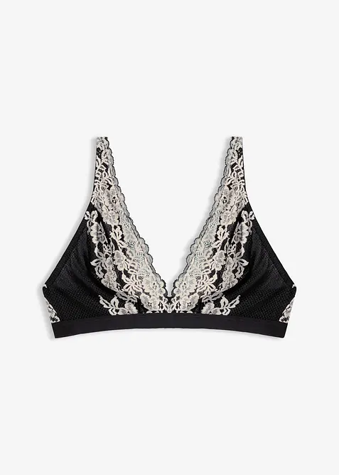 Bralette i tofarget blondemateriale, bonprix