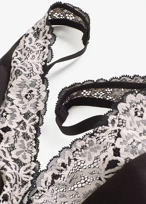 Bralette uten bøyle med økologisk bomull og blonde, bonprix