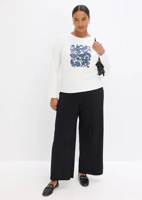 Langermet topp med trykk, bonprix