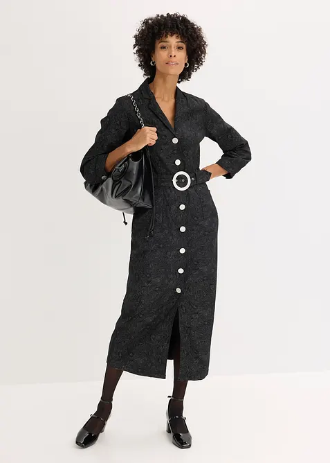 Twillkjole med belte (2-delt sett), bonprix