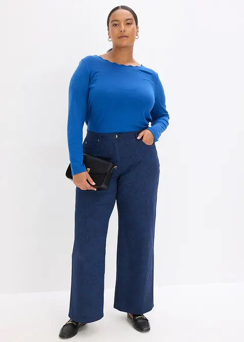 Wide Leg-bukse av bomullstretch, bonprix