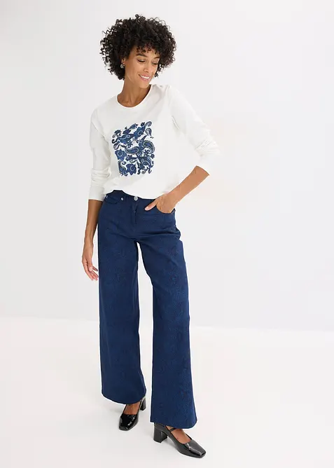 Langermet topp med trykk, bonprix