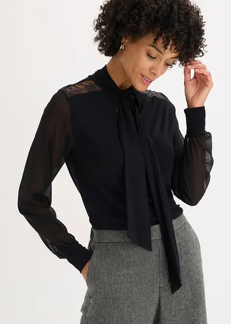 Sl&oslash;yfe-topp med blonder, bonprix