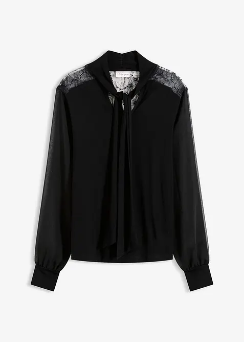 Sløyfe-topp med blonder, bonprix