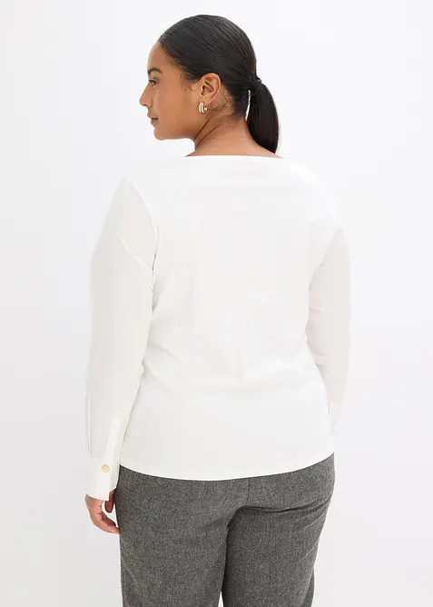 Langermet bomullstopp med ermer i poplin, bonprix