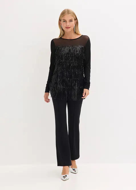 Langermet topp med paljettfrynser, bonprix