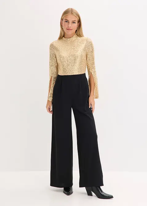 Jersey-jumpsuit med paljetter, bonprix