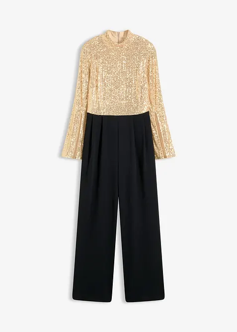 Jersey-jumpsuit med paljetter, bonprix