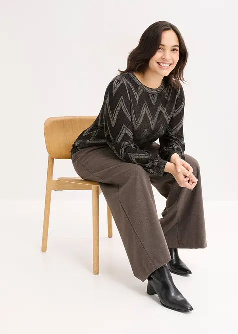 Finstrikket genser med glittereffekt, bonprix