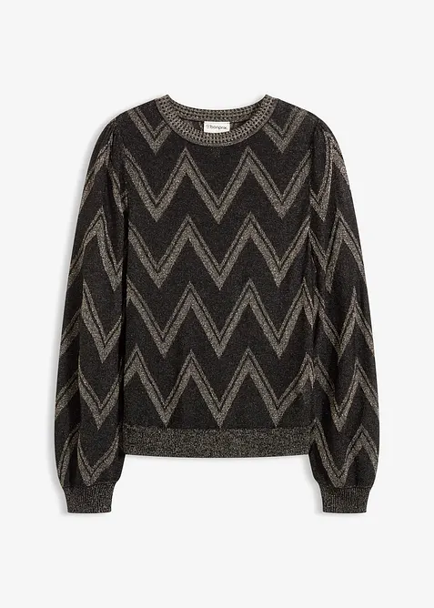 Finstrikket genser med glittereffekt, bonprix