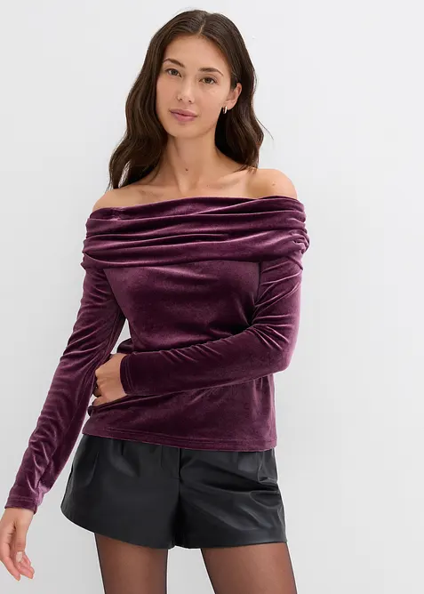 Off shoulder-topp i myk fl&oslash;yel, bonprix