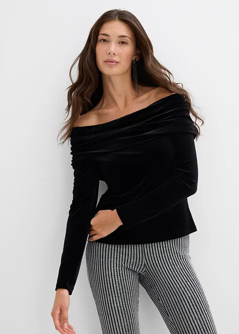Off shoulder-topp i myk fl&oslash;yel, bonprix
