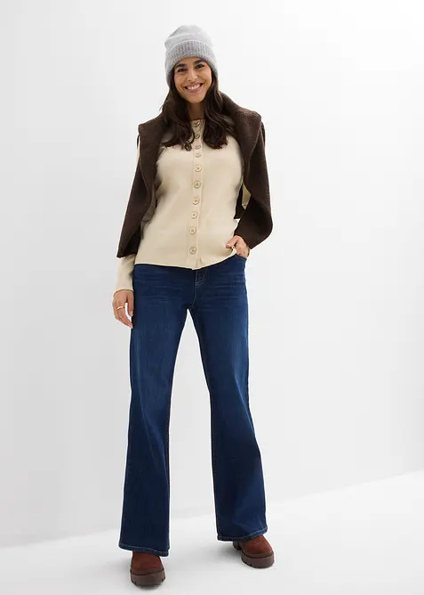 Langermet ribbet topp av 100% bomull, bonprix