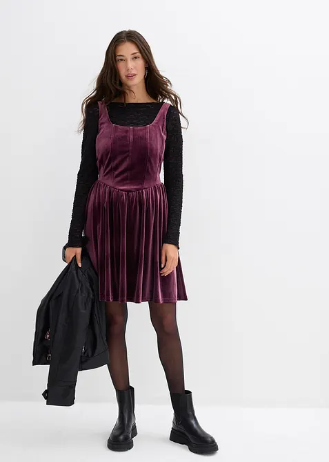 Corsage-kjole av myk fløyel, bonprix