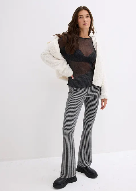 Langermet topp i transparent mesh, bonprix