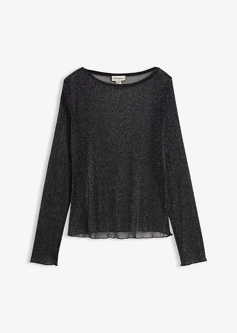 Langermet topp i transparent mesh, bonprix