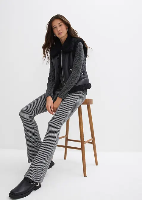 Leggings med utskrådde ben og glittergarn, bonprix