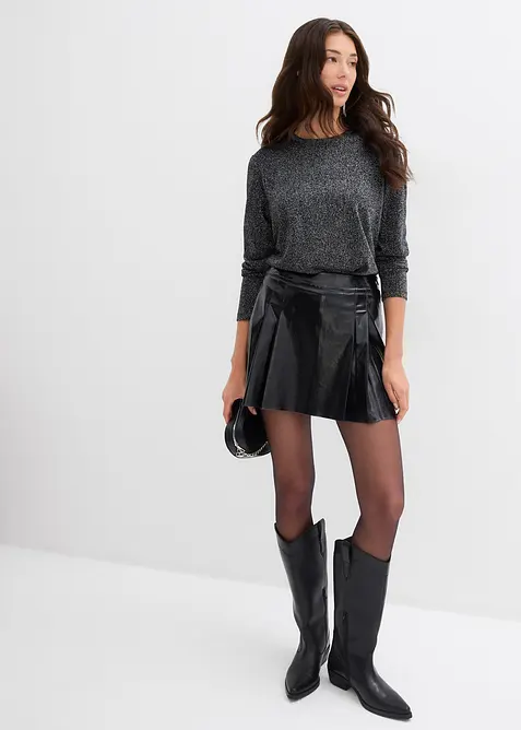 Langermet topp med glittergarn, bonprix