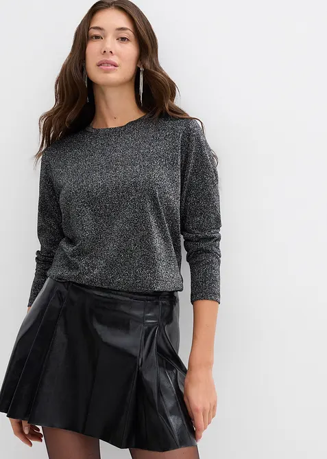 Langermet topp med glittergarn, bonprix