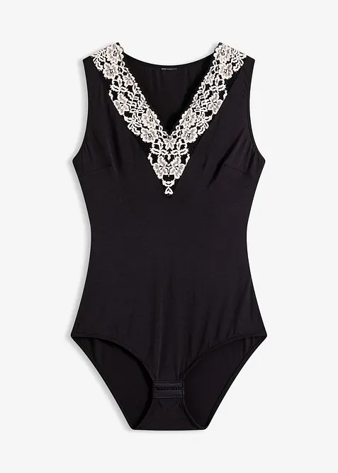 Body uten spiler i myk modal med blonder, bonprix