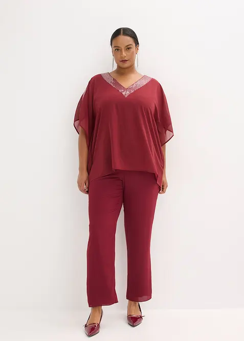 Oversized bluse med paljett-innfelling, bonprix