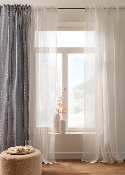 Gardin med vevde striper (1-pack), bonprix