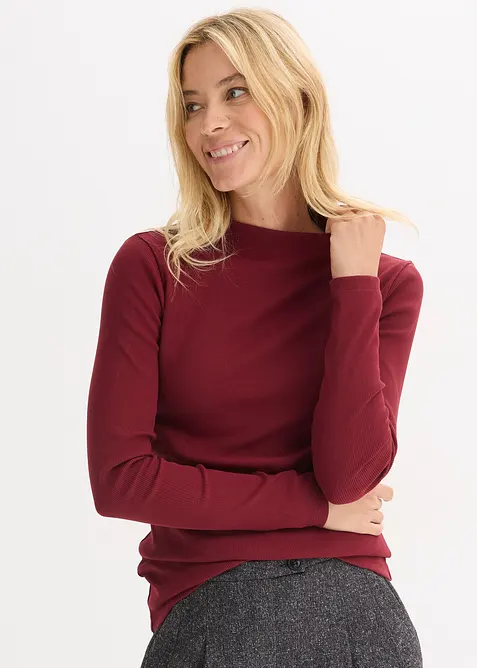 Langermet topp i ribbemateriale, bonprix