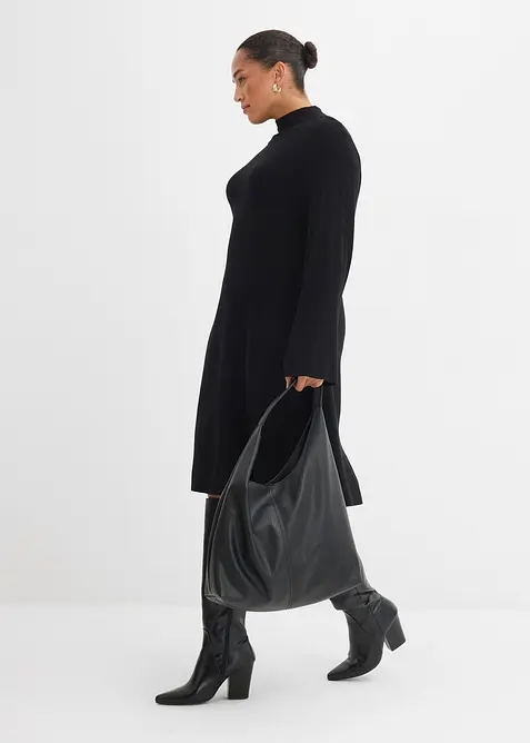 Strikket kjole i viskosemiks og A-fasong, bonprix