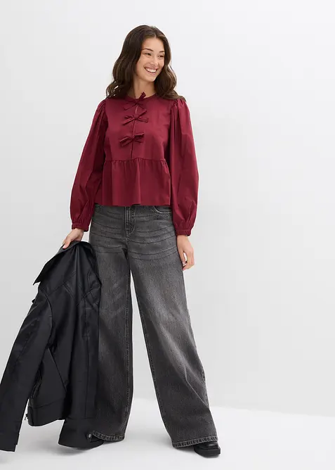 Bluse med sl&oslash;yfedetaljer, bonprix