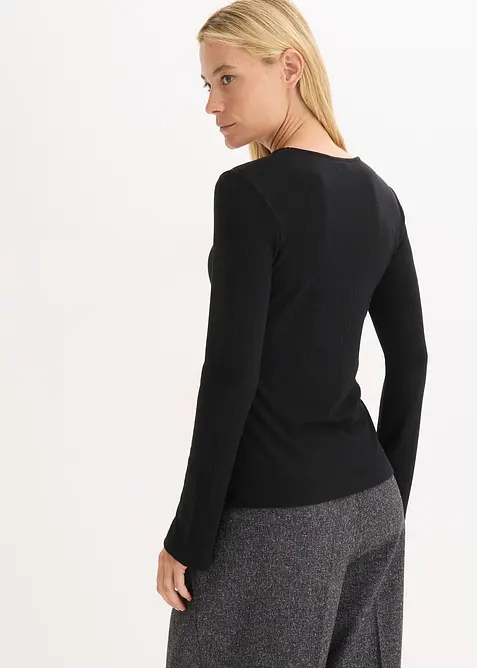 Langermet, ribbet topp, bonprix