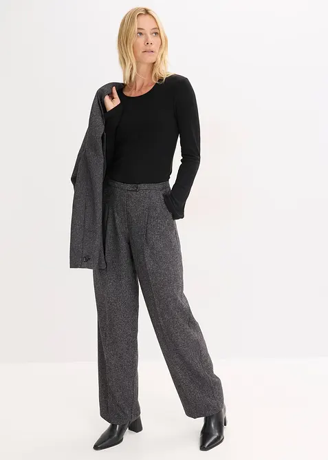 Langermet, ribbet topp, bonprix