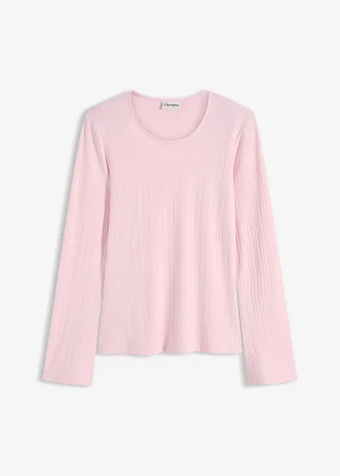 Langermet, ribbet topp, bonprix