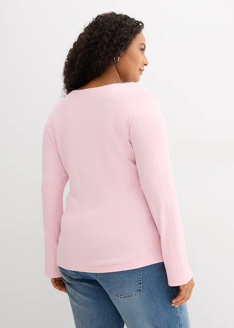 Langermet, ribbet topp, bonprix