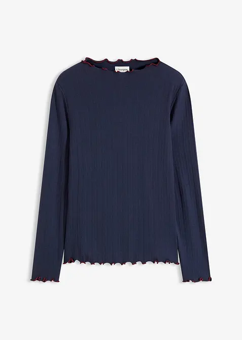 Langermet topp i ribbet materiale, bonprix