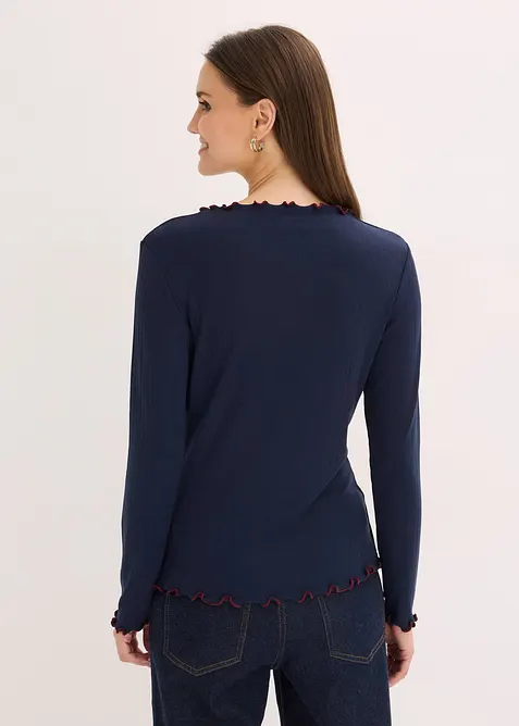 Langermet topp i ribbet materiale, bonprix