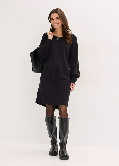 Kort, strikket kjole, bonprix