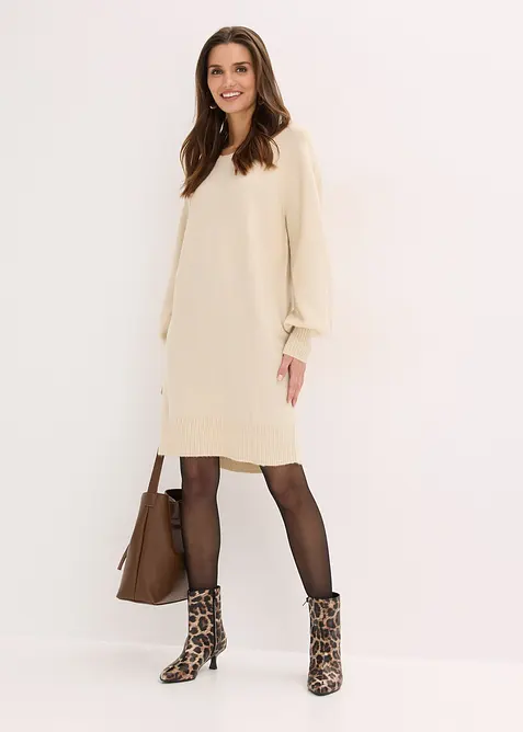 Kort, strikket kjole, bonprix